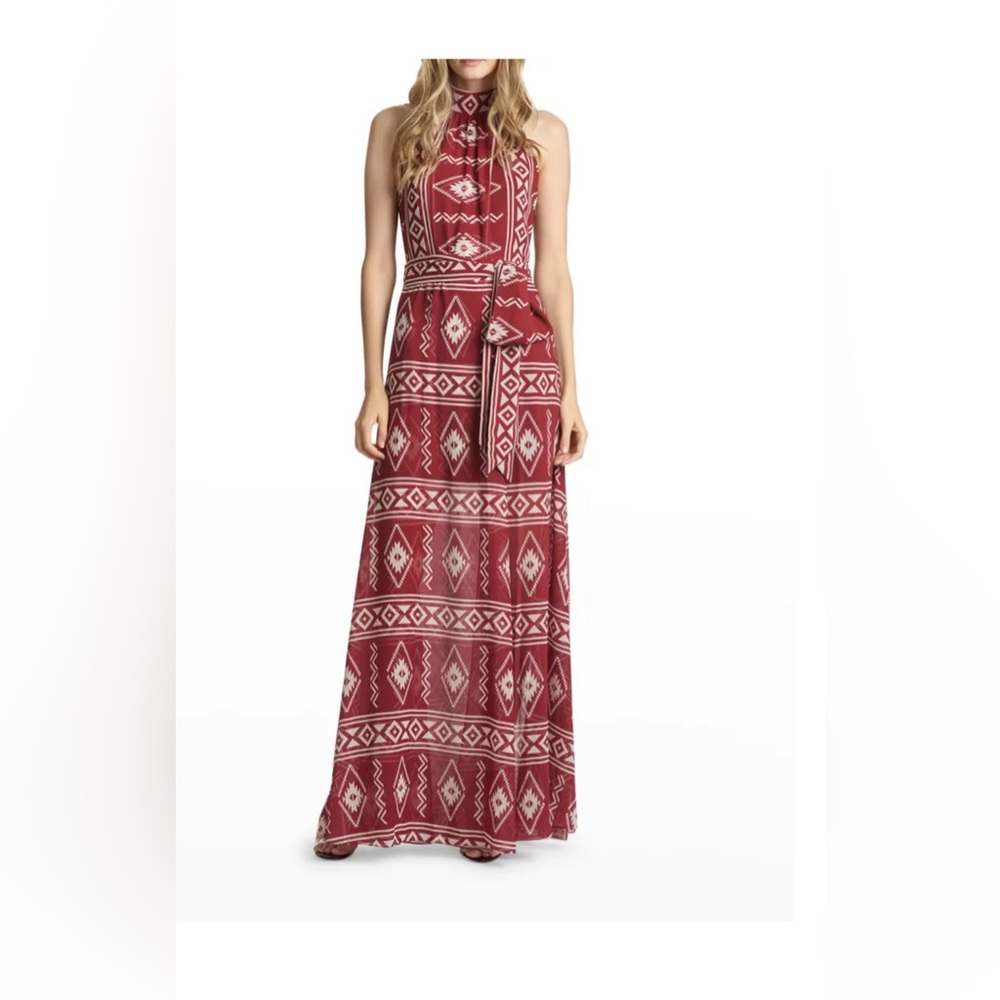 Rust Red Geometric Maxi Dress